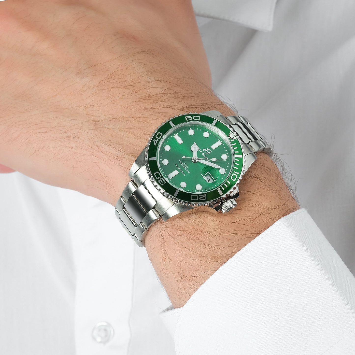 MONTRE AVEC BOÎTIER ACIER DIAMÈTRE VERT GLACE Luca Barra