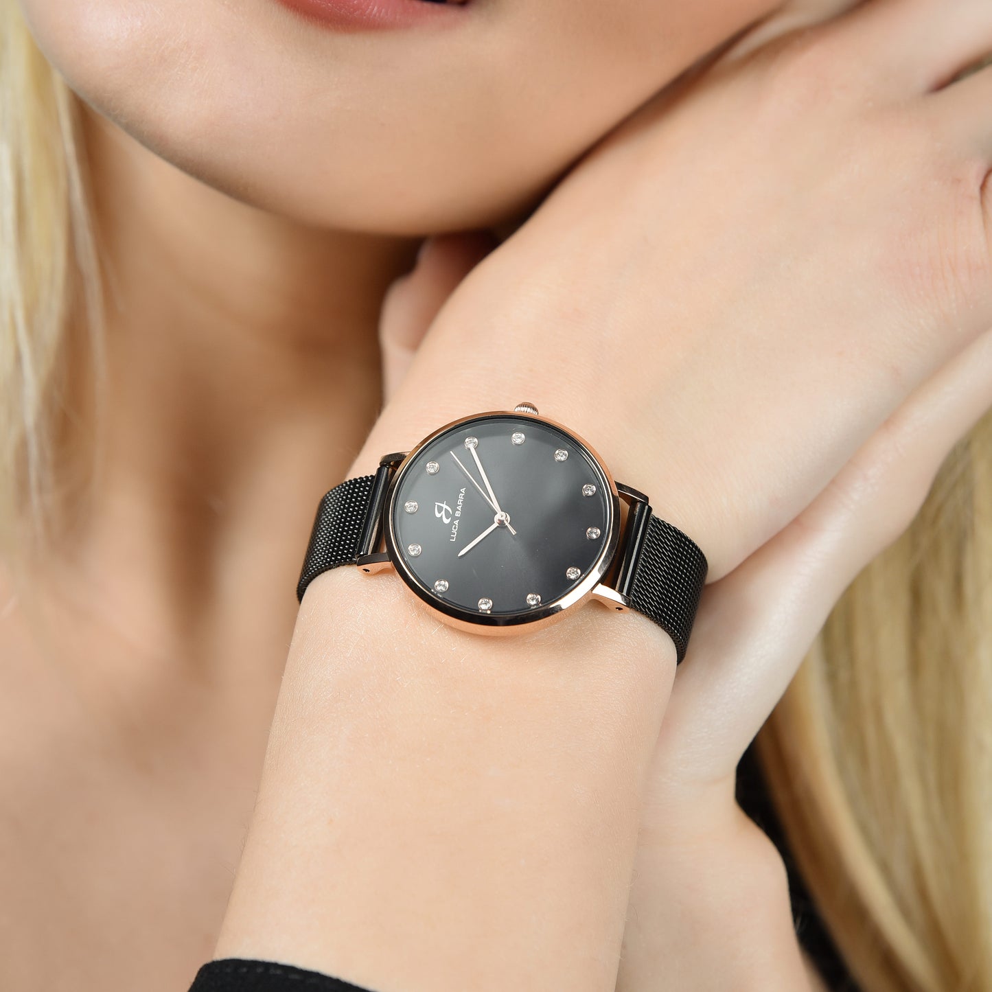 MONTRE POUR FEMMES AVEC BOÎTIER EN ACIER ROSE