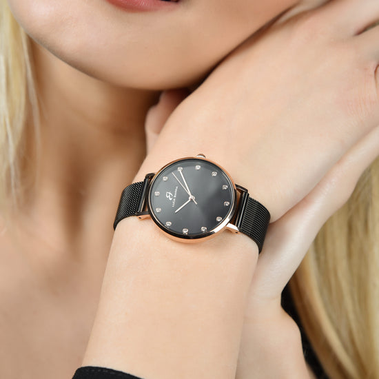 MONTRE POUR FEMMES AVEC BOÎTIER EN ACIER ROSE
