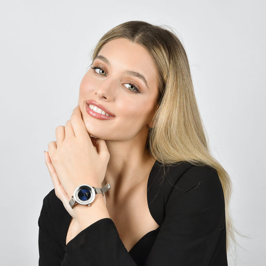 MONTRE POUR DAMES AVEC BOÎTIER EN ACIER ET LUNETTE EN CÉRAMIQUE BLANCHE