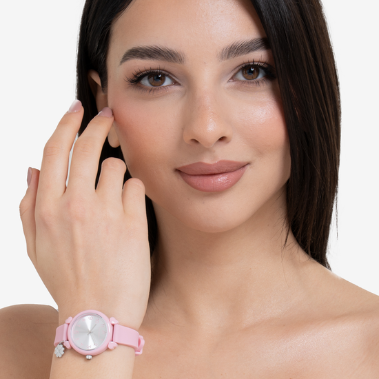 OROLOGIO DONNA ROSA CON CHARM QUADRIFOGLIO