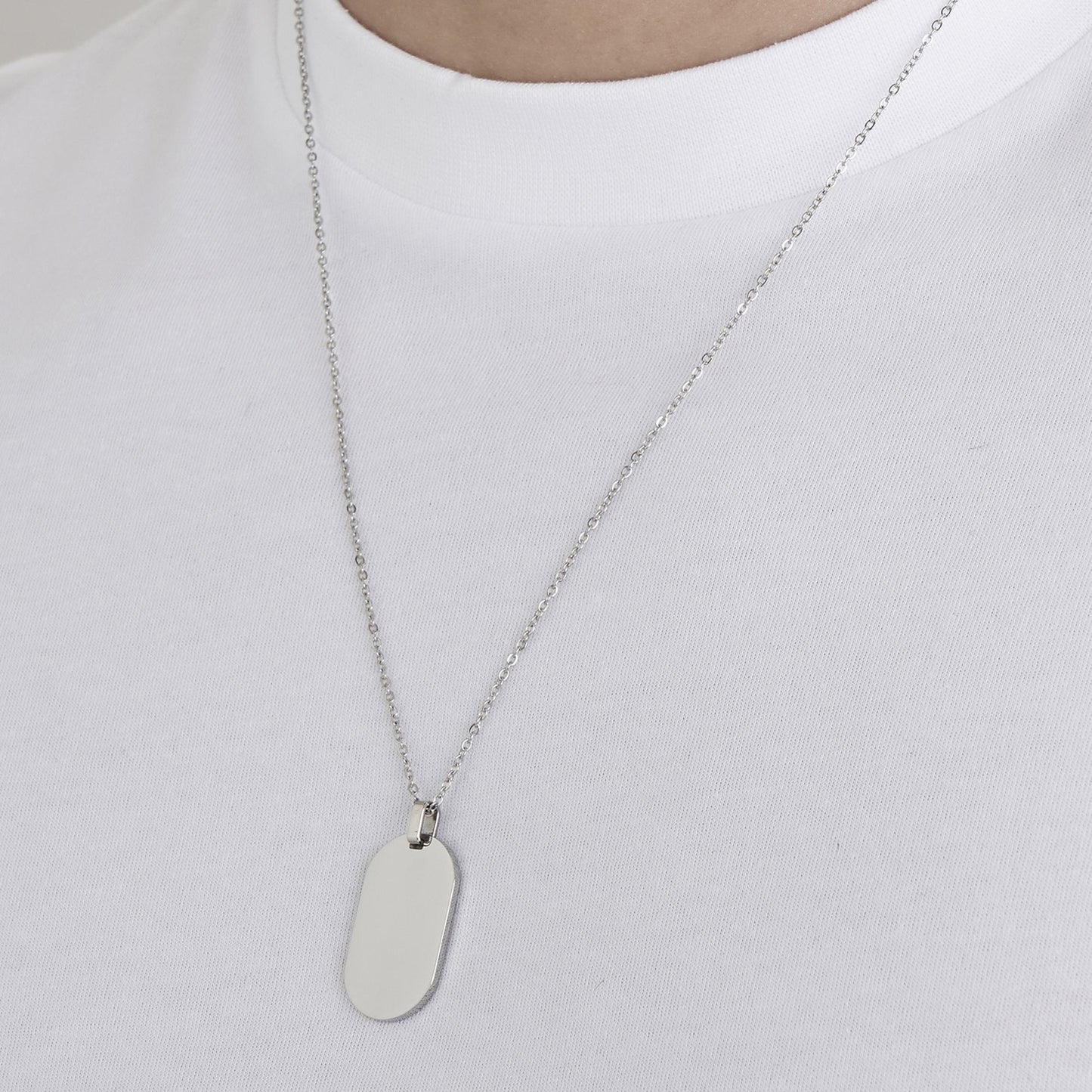 COLLIER EN ACIER POUR HOMME AVEC PLAQUE PERSONNALISABLE Luca Barra