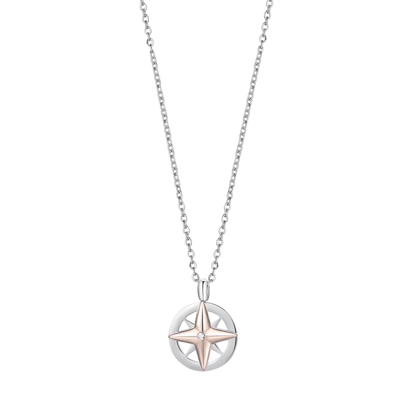 COLLIER D'ACIER POUR HOMME AVEC LA ROSE DES VENTS Luca Barra