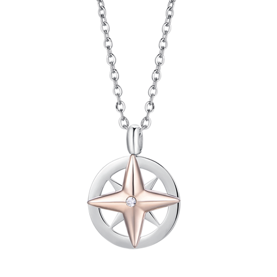 COLLIER HOMME EN ACIER AVEC IP ROSE WIND ROSE