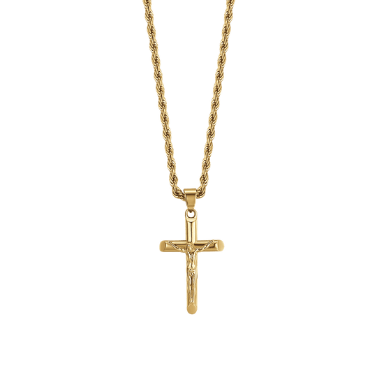 COLLIER HOMME EN ACIER AVEC CRUCIFIX