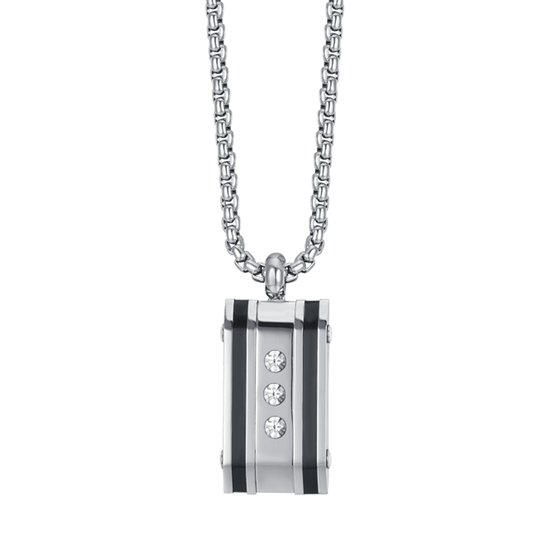 COLLIER EN ACIER POUR HOMME AVEC CRISTAUX BLANCS Luca Barra