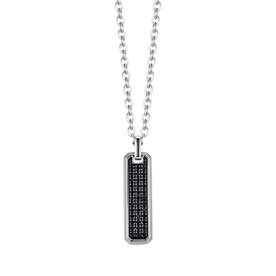 COLLIER HOMME EN ACIER AVEC ÉLÉMENT EN CRISTAL NOIR