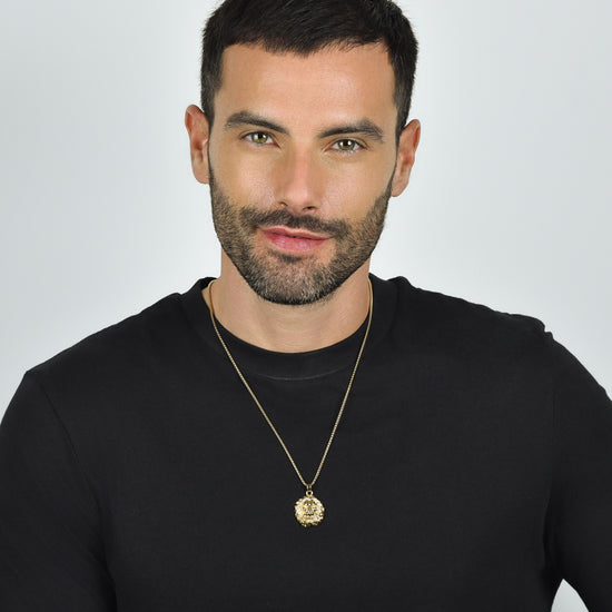COLLIER HOMME EN ACIER À TÊTE DE LION EN OR IP