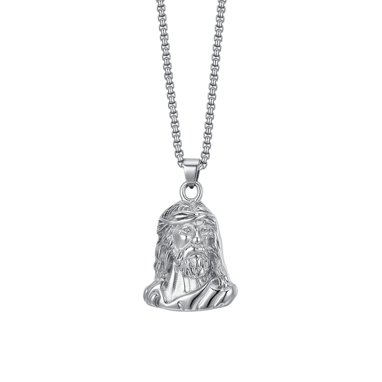 COLLIER VISAGE SAINT EN ACIER POUR HOMME