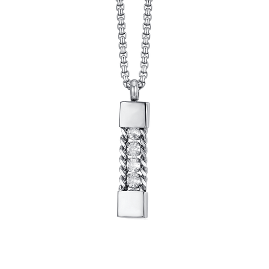 COLLIER HOMME EN ACIER AVEC CRISTAUX BLANCS