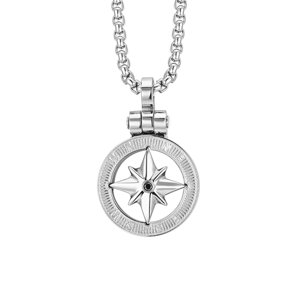 COLLIER POUR HOMME EN ACIER AVEC ROSE DES VENTS
