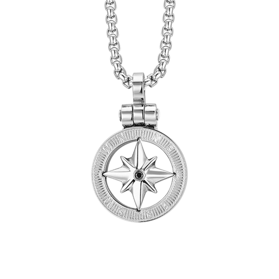 COLLIER POUR HOMME EN ACIER AVEC ROSE DES VENTS