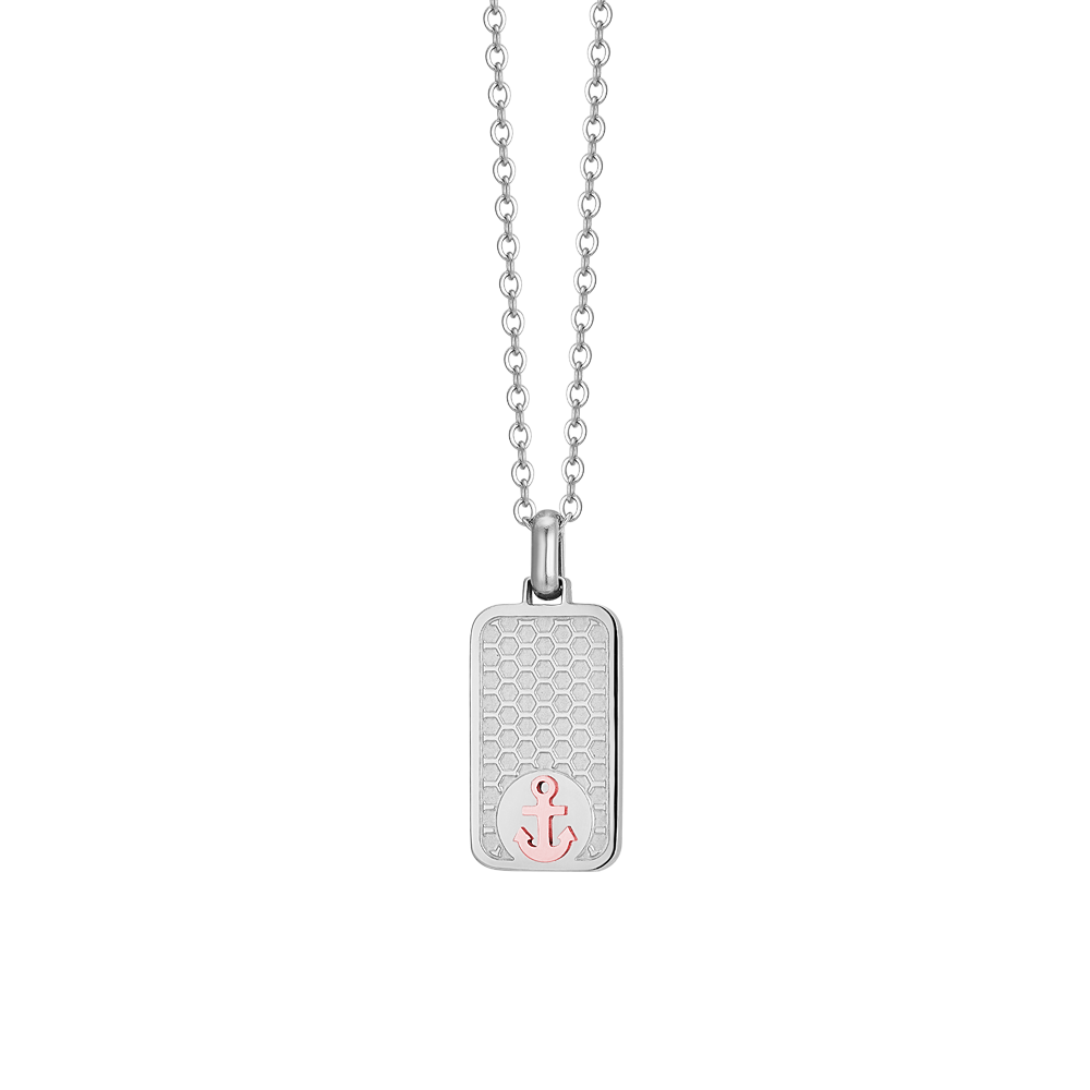 COLLIER EN ACIER POUR HOMME AVEC ANCRE IP ROSE Luca Barra