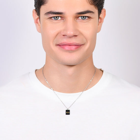 COLLANA UOMO IN ACCIAIO PIASTRA CON INFINITO