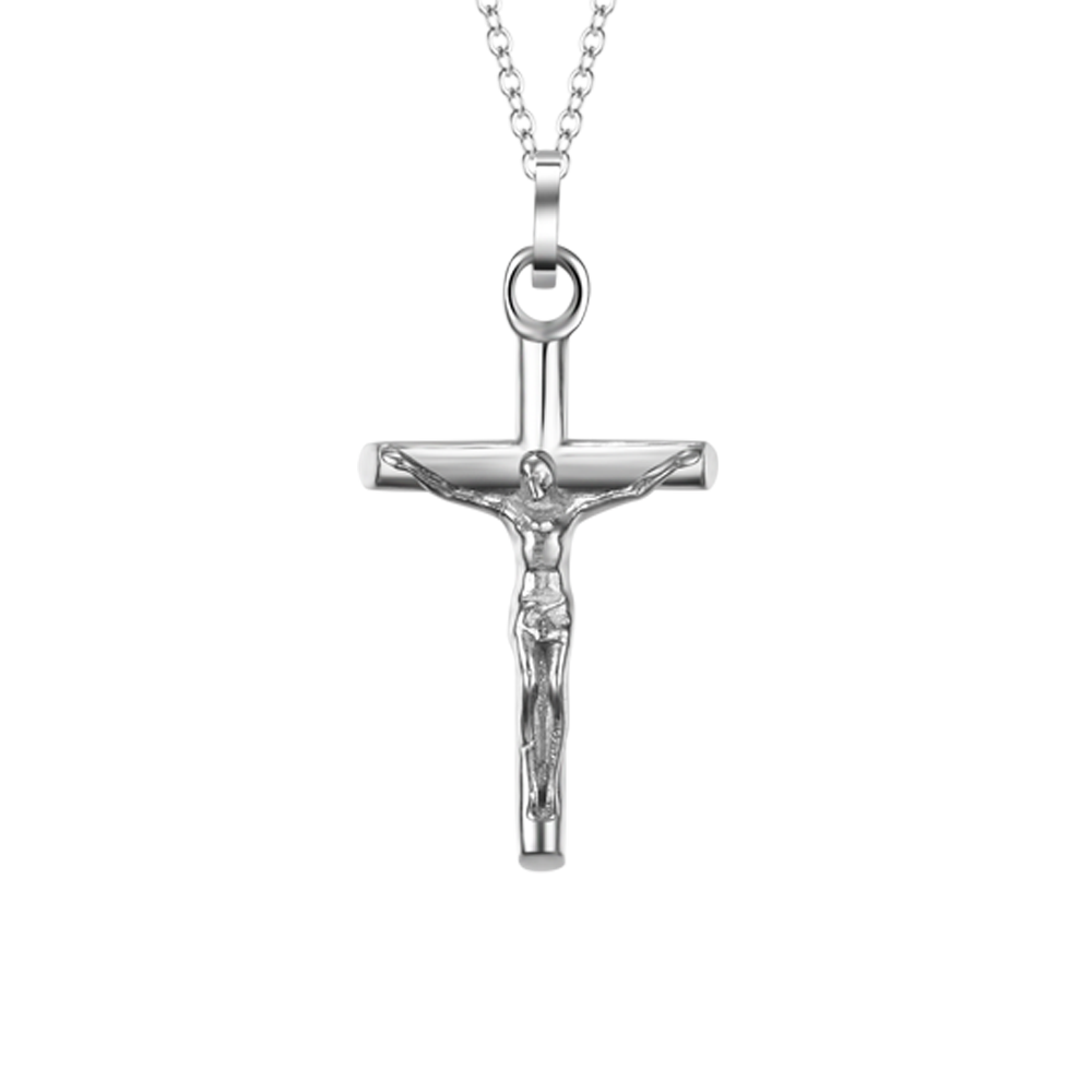 COLLIER HOMME EN ACIER AVEC CRUCIFIX