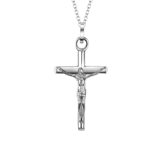 COLLIER HOMME EN ACIER AVEC CRUCIFIX