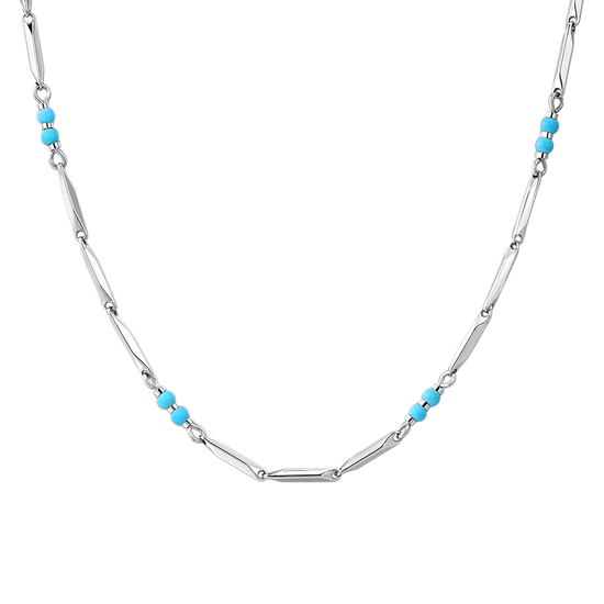 COLLANA UOMO IN ACCIAIO CON PIETRE TURCHESI