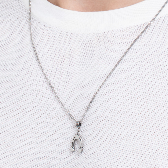 COLLANA UOMO IN ACCIAIO CON FERRO DI CAVALLO