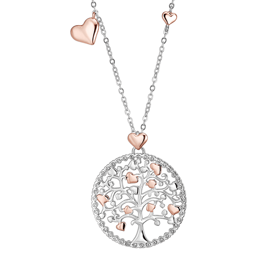 LONG COLLIER POUR FEMME EN ACIER ALBERO DELLA VITA AVEC ÉLÉMENTS DE ROSE' Luca Barra