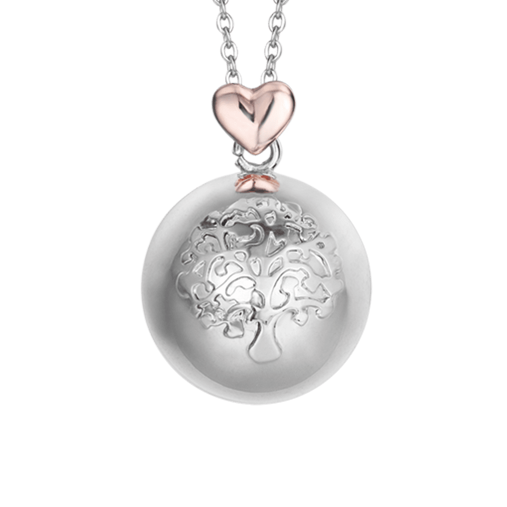 COLLIER ANGE EN ACIER, BOULE EN MÉTAL AVEC ARBRE DE VIE ET CŒUR Luca Barra