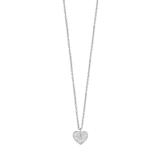 COLLIER POUR FEMME EN ACIER AVEC COEUR ET CRISTAUX BLANCS Luca Barra