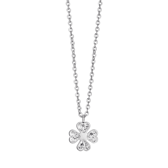 COLLIER POUR FEMME EN ACIER AVEC QUADRIFOGLIO ET CRISTAUX BLANCS Luca Barra