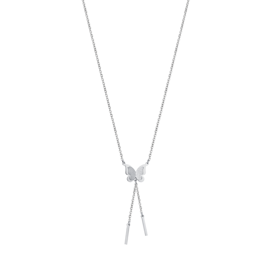 COLLIER EN ACIER, PAPILLON AVEC GLITTERES BLANCS Luca Barra