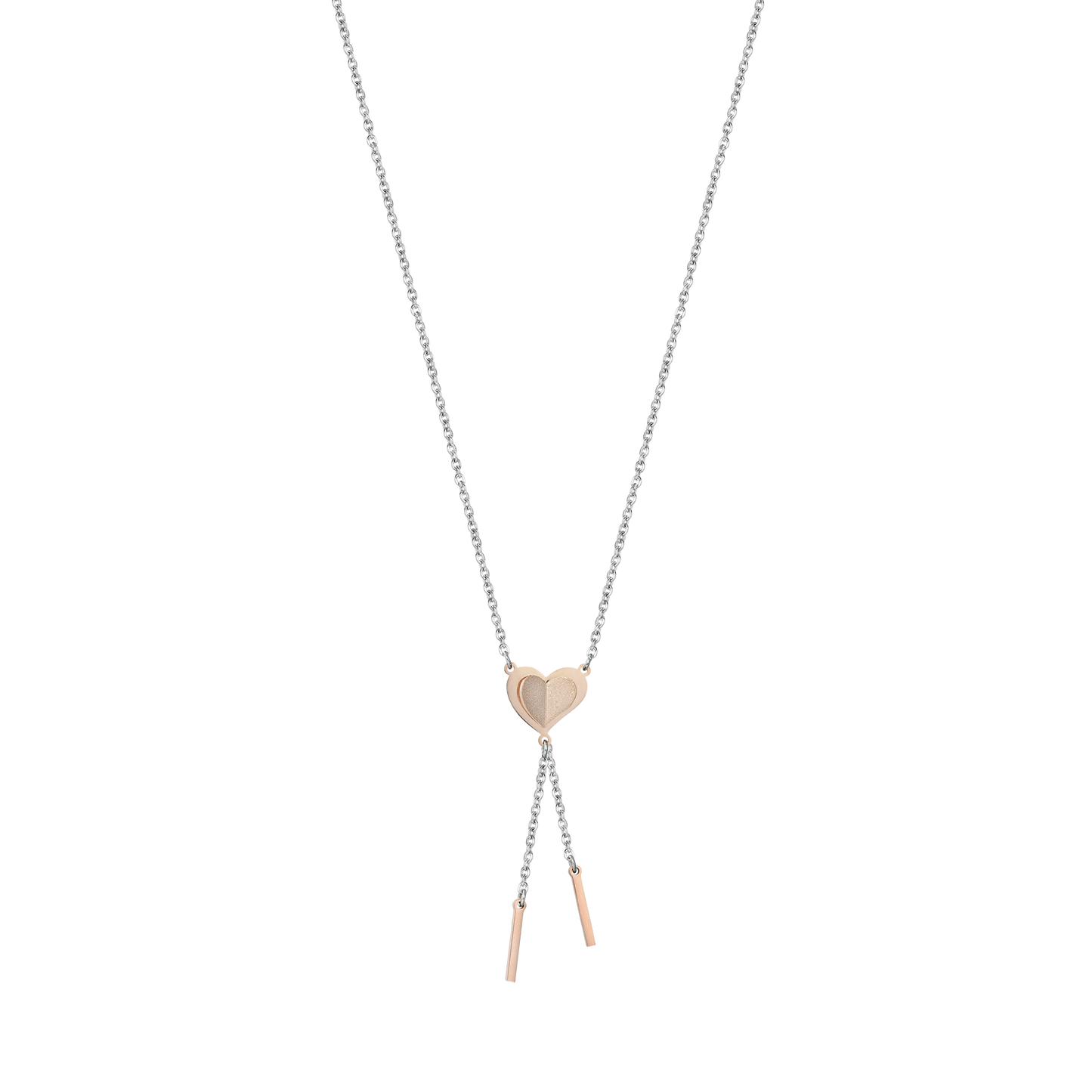 COLLIER EN ACIER INOXYDABLE AVEC COEUR DE ROSE IP GLITTERE Luca Barra