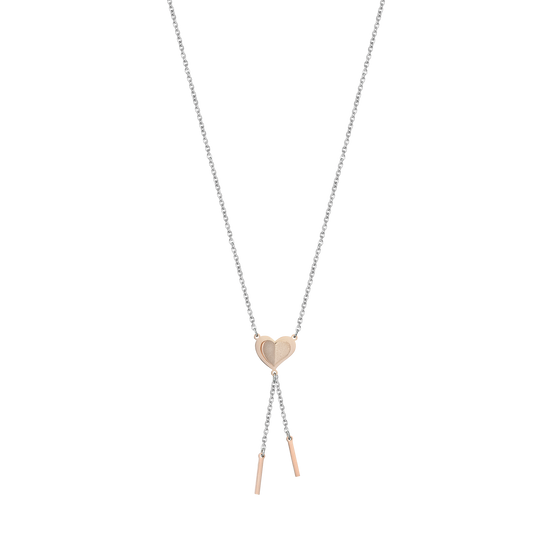 COLLIER EN ACIER INOXYDABLE AVEC COEUR DE ROSE IP GLITTERE Luca Barra