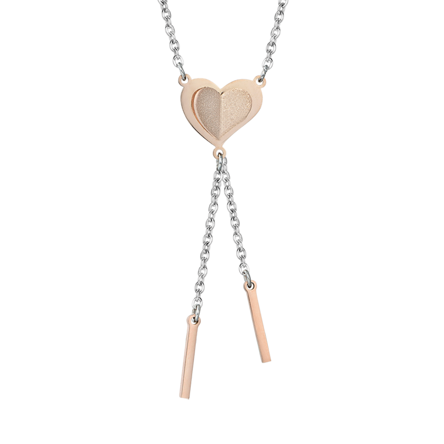 COLLIER EN ACIER INOXYDABLE AVEC COEUR DE ROSE IP GLITTERE Luca Barra