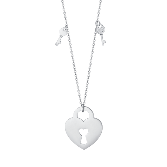 COLLIER EN ACIER AVEC PADLOCK A COEUR AVEC CLÉS Luca Barra