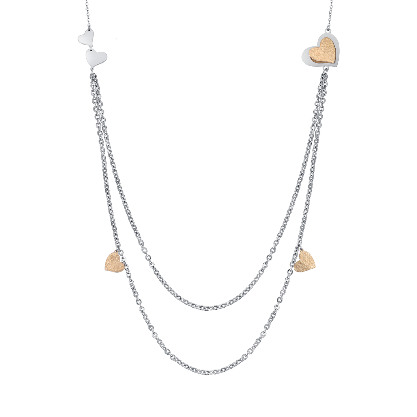 COLLIER EN ACIER AVEC COEUR ET GLITTER IP D'OR Luca Barra