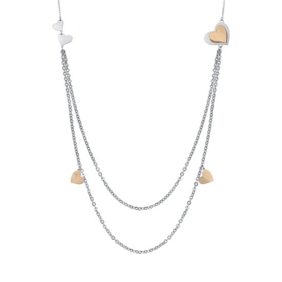 COLLIER EN ACIER AVEC COEUR ET GLITTER IP D'OR Luca Barra