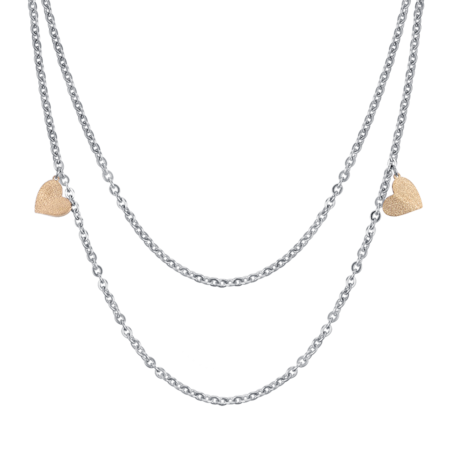 COLLIER EN ACIER AVEC COEUR ET GLITTER IP D'OR Luca Barra