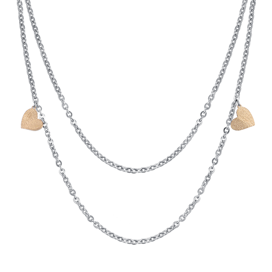 COLLIER EN ACIER AVEC COEUR ET GLITTER IP D'OR Luca Barra