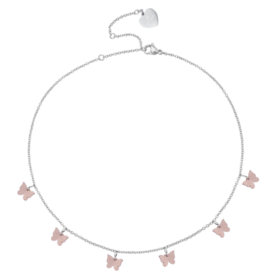 COLLIER EN ACIER AVEC BUTTERFLY ET GLITTER IP ROSE Luca Barra