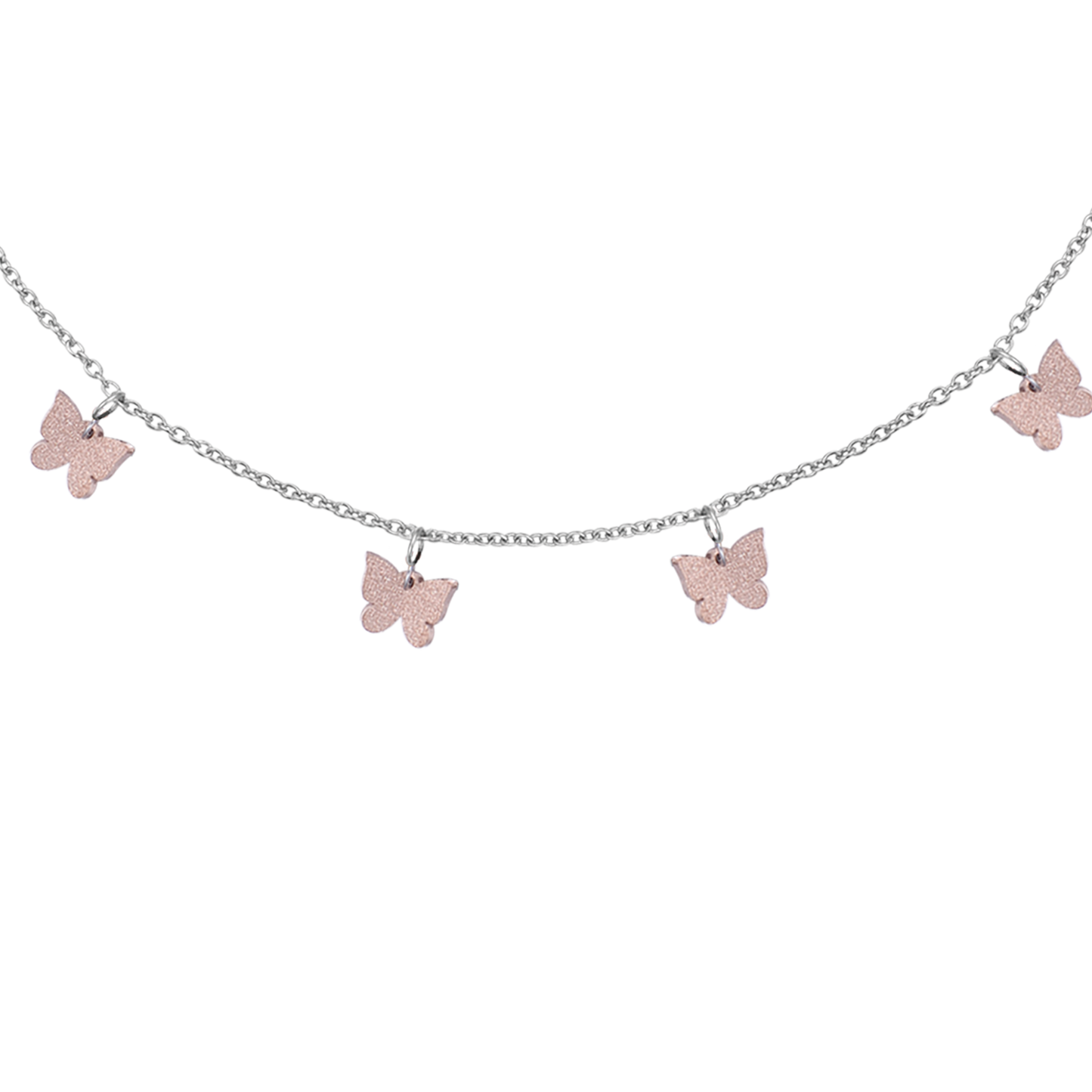 COLLIER EN ACIER AVEC BUTTERFLY ET GLITTER IP ROSE Luca Barra