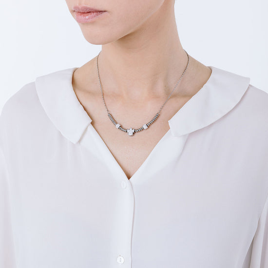 COLLIER D'ANGE EN ACIER AVEC CRISTAUX BLANCS