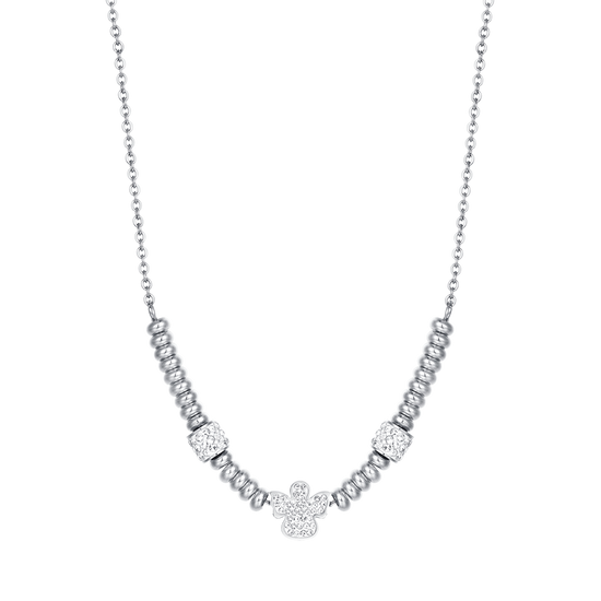 COLLIER D'ANGE EN ACIER AVEC CRISTAUX BLANCS