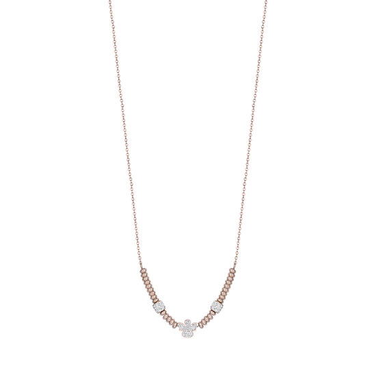 COLLIER EN ACIER IP ROSE AVEC ANGE AVEC CRISTAUX BLANCS Luca Barra