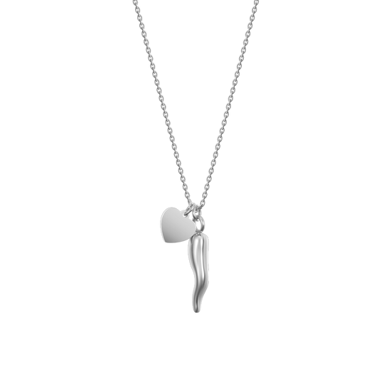 COLLIER EN ACIER POUR FEMME AVEC COEUR ET CORNE Luca Barra