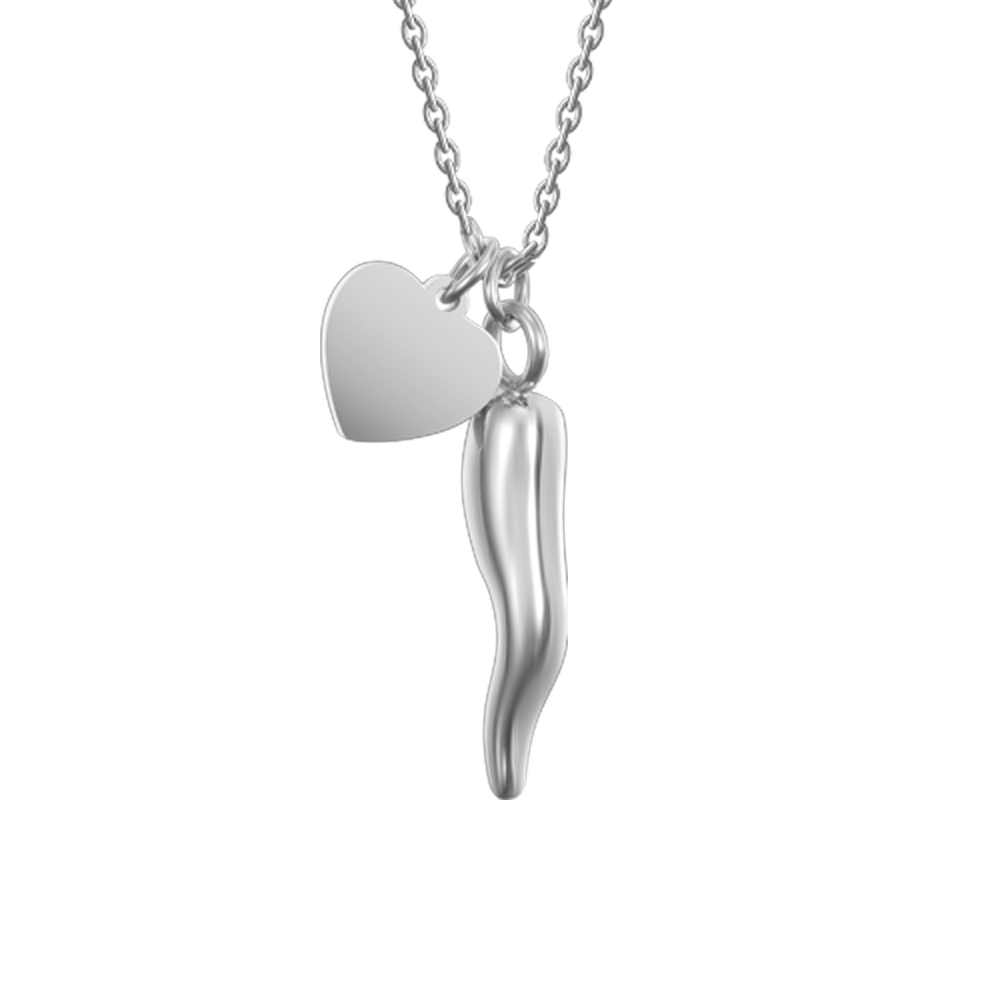 COLLIER POUR FEMME EN ACIER AVEC CŒUR ET CORNE