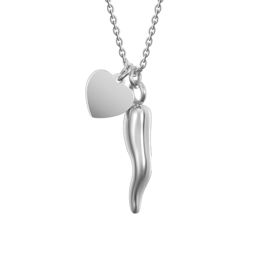 COLLIER POUR FEMME EN ACIER AVEC CŒUR ET CORNE