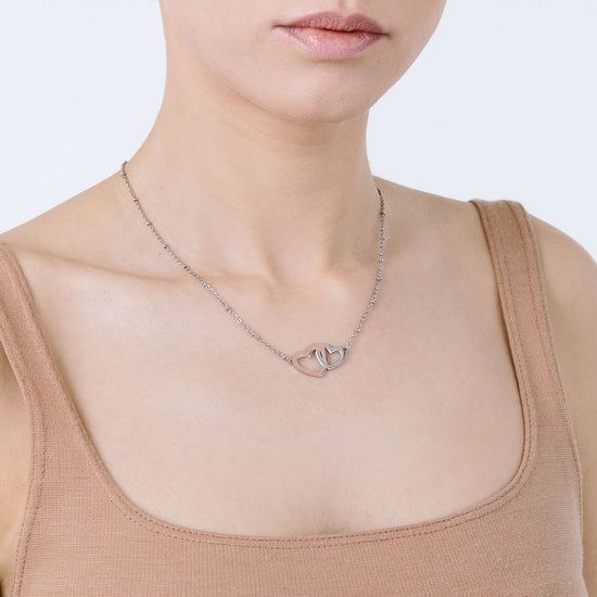 COLLIER EN ACIER INOXYDABLE AVEC CŒURS D'ACIER ET ROSE IP Luca Barra