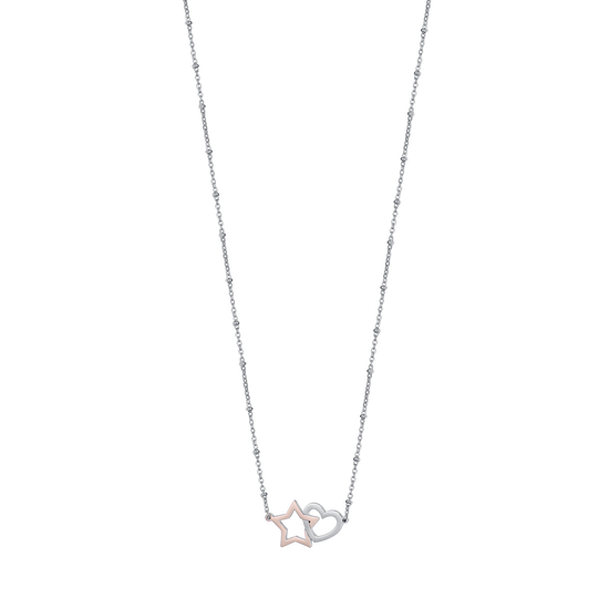 COLLIER D'ACIER AVEC COEUR D'ACIER ET ETOILE D'ACIER IP ROSE Luca Barra