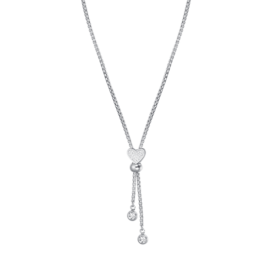 COLLIER EN ACIER AVEC COEUR AVEC CRISTAUX BLANCS Luca Barra