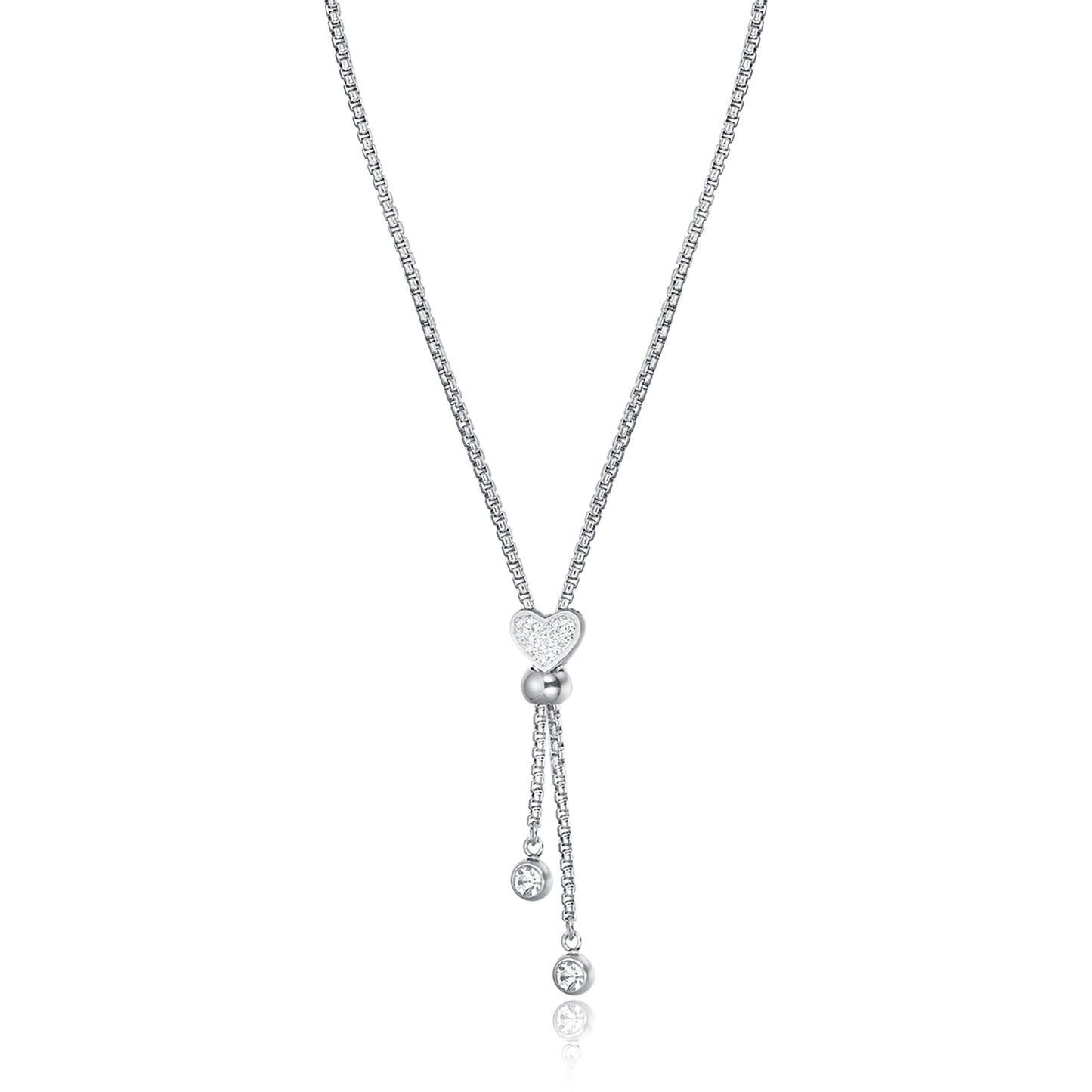 COLLIER EN ACIER AVEC COEUR AVEC CRISTAUX BLANCS Luca Barra