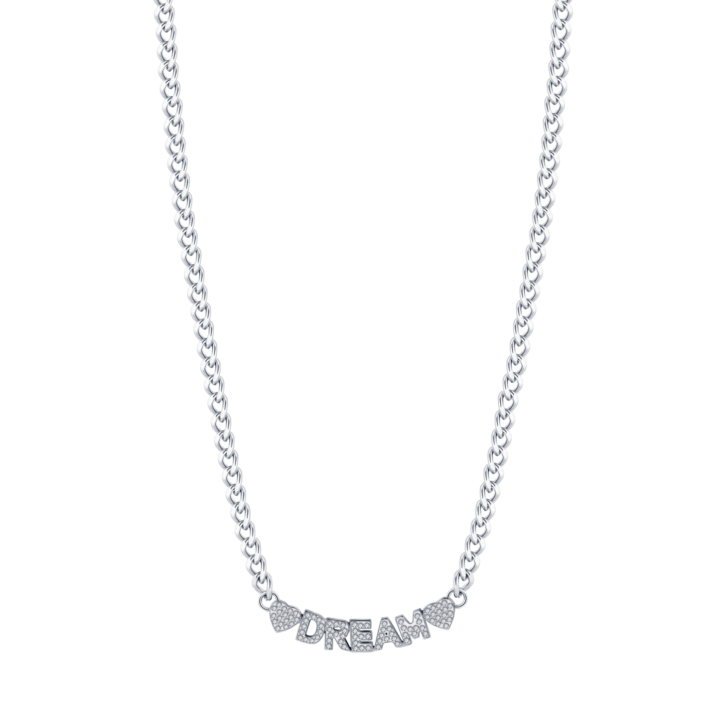 COLLIER D'ACIER DE RÊVE POUR FEMME AVEC CRISTAUX BLANCS Luca Barra