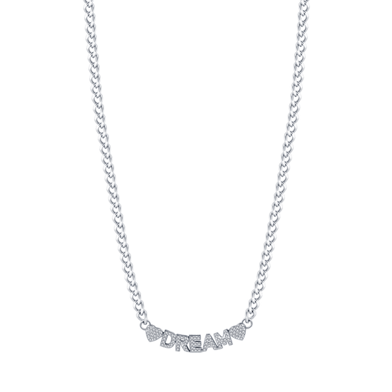 COLLIER D'ACIER DE RÊVE POUR FEMME AVEC CRISTAUX BLANCS Luca Barra