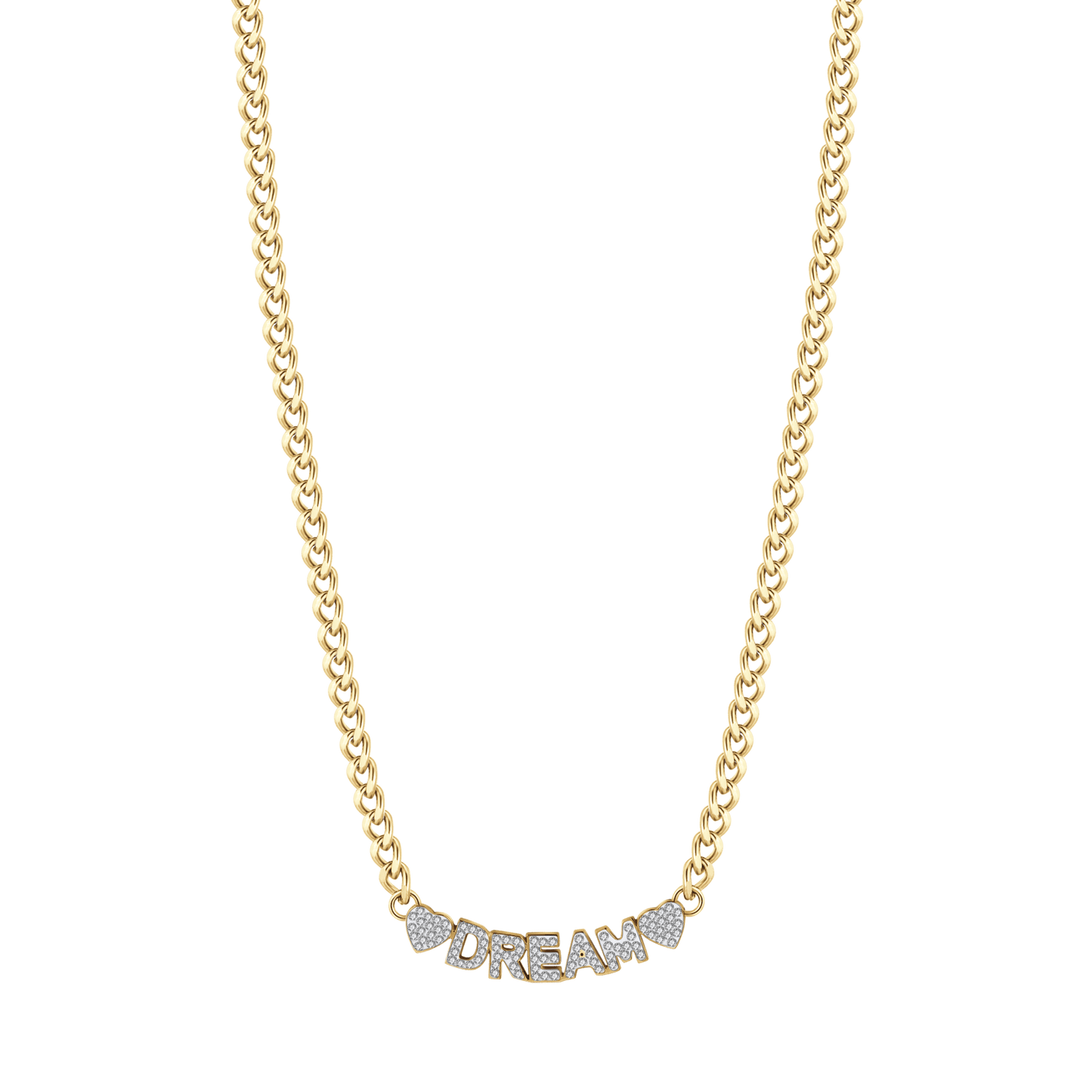 RÊVE D'OR COLLIER EN ACIER DORÉ AVEC CRISTAUX BLANCS Luca Barra